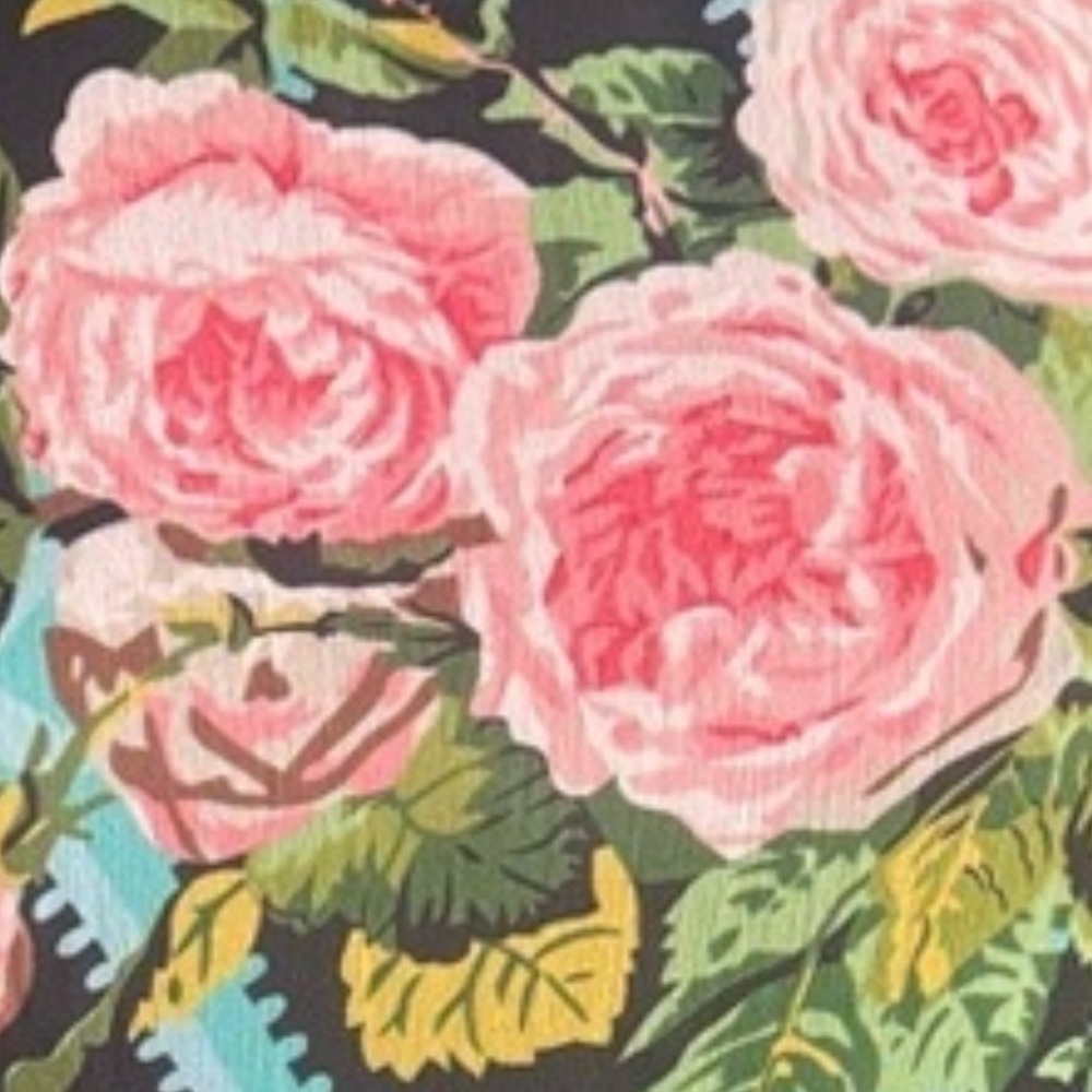 Mac Duggal Black Floral Midi Dress with Pink Roses - Picture 5 of 7